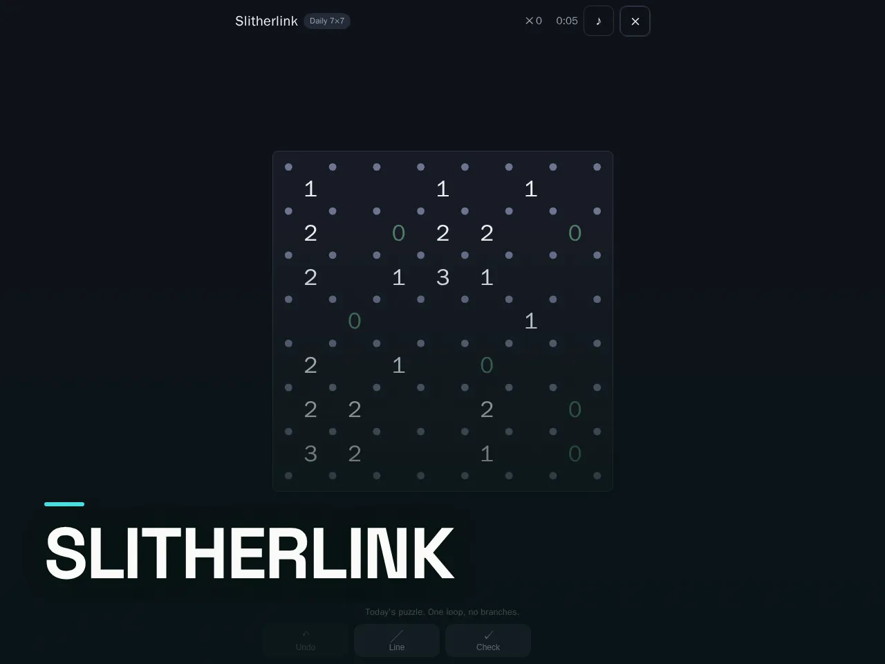 Screenshot of Slitherlink